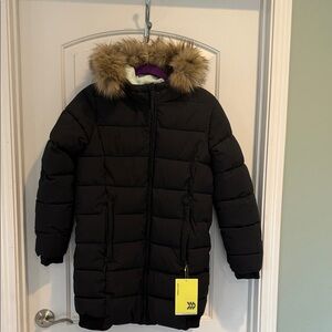 All in Motion Black Puffer Jacket with Faux Fur Trim